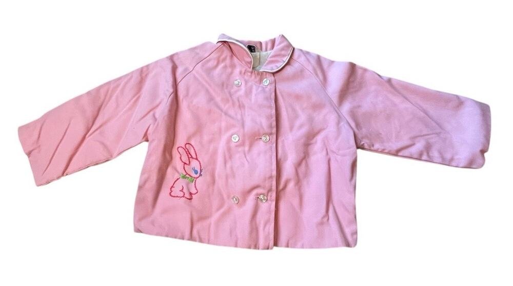 VINTAGE 60s Pink Baby Jacket with Bunny Embroidery Jack & Jill Togs